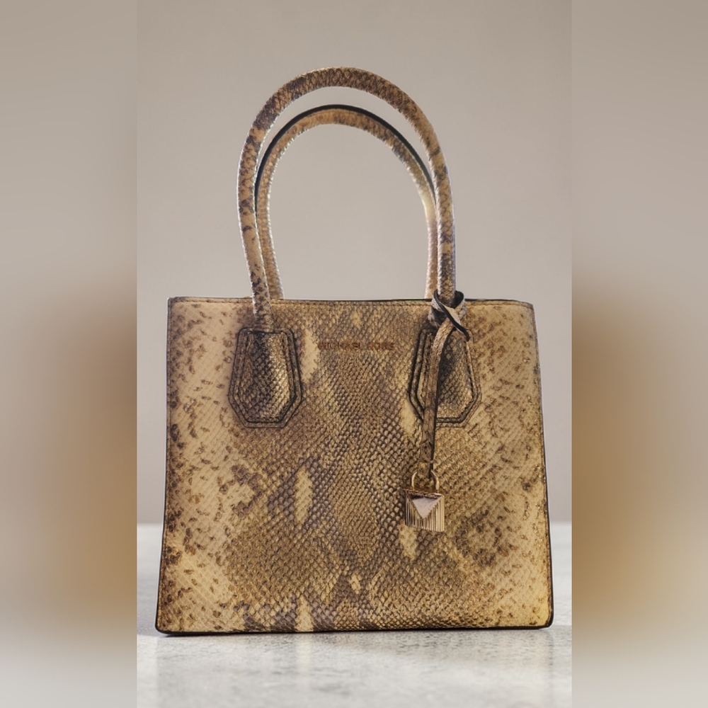 Michael Kors Mercer Small Snake Print Satchel NWOT - Picture 2 of 10